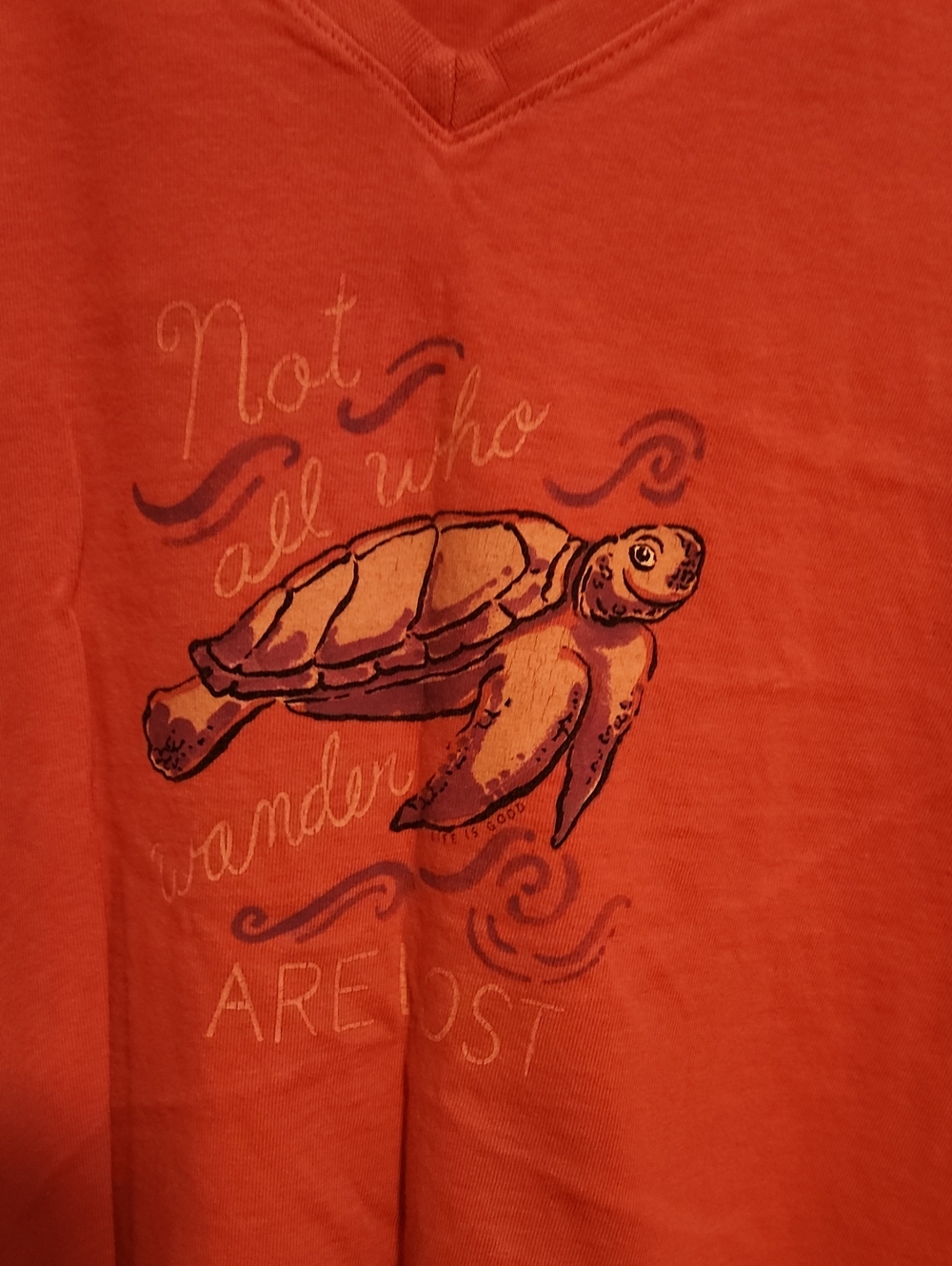 Life Is Good Pink Sea Turtle Crusher Tee Shirt XL Not All Who Wander Are Lost - Picture 2 of 4